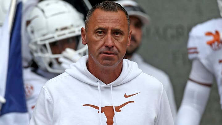 Texas Longhorns head coach Steve Sarkisian walks out of the locker room prior to the game against the Mississippi State Bulldogs at Davis Wade Stadium at Scott Field. Texas Longhorns head coach Steve Sarkisian walks out of the locker room prior to the game against the Mississippi State Bulldogs at Davis Wade Stadium at Scott Field.