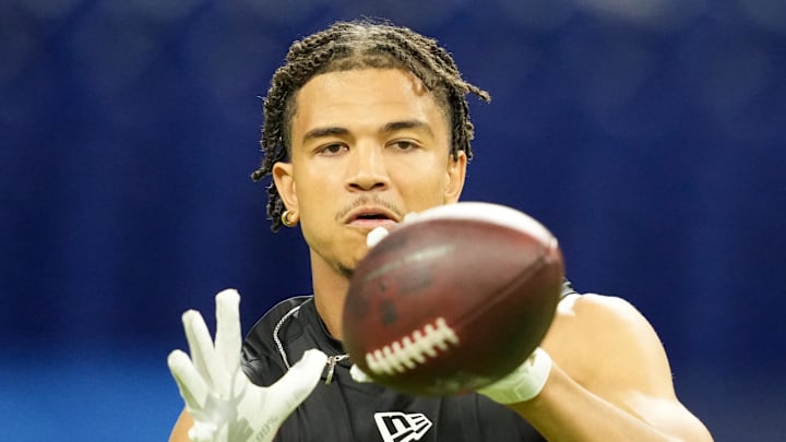 Former North Dakota State wideout Bryce Lance during the NFL Scouting Combine. Former North Dakota State wideout Bryce Lance during the NFL Scouting Combine.