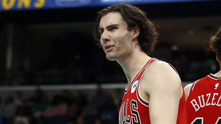Mar 28, 2026; Memphis, Tennessee, USA; Chicago Bulls guard Josh Giddey (3) reacts during the third quarter against the Memphis Grizzlies at FedExForum. Mandatory Credit: Petre Thomas-Imagn Images Mar 28, 2026; Memphis, Tennessee, USA; Chicago Bulls guard Josh Giddey (3) reacts during the third quarter against the Memphis Grizzlies at FedExForum. Mandatory Credit: Petre Thomas-Imagn Images