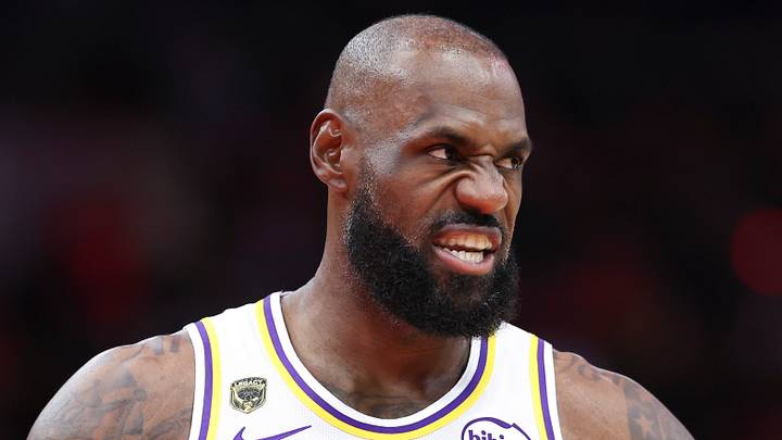 Apr 26, 2026; Houston, Texas, USA; Los Angeles Lakers forward LeBron James (23) walks on the court before the start of the game against the Houston Rockets in game four of the first round of the 2026 NBA Playoffs at Toyota Center. Mandatory Credit: Troy Taormina-Imagn Images