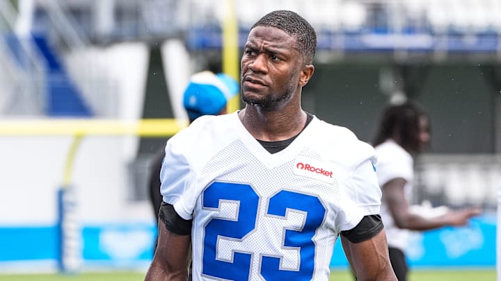 Detroit Lions cornerback Rock Ya-Sin (23) walks off the field after practice during training camp at Meijer Performance Center in Allen Park on Sunday, July 20, 2025.