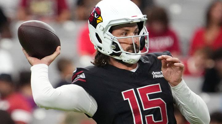Arizona Cardinals quarterback Gardner Minshew II (15) throws the ball during their training camp red and white practice at State Farm Stadium in Glendale on Aug. 9, 2026.