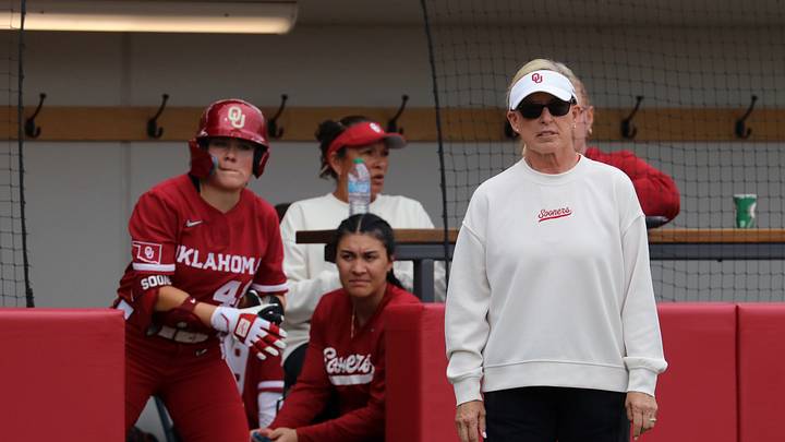 Oklahoma coach Patty Gasso looks on during one of the Sooners' contests against Kentucky earlier this season.