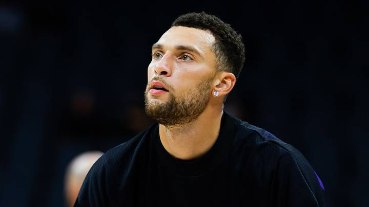 Oct 5, 2026; Sacramento, California, USA;  Sacramento Kings guard Zach LaVine (8) warms up before the game against the Los Angeles Lakers at Golden 1 Center.  Mandatory Credit: Sergio Estrada-Imagn Images