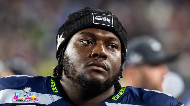 Seattle Seahawks guard Christian Haynes during Super Bowl LX Seattle Seahawks guard Christian Haynes during Super Bowl LX