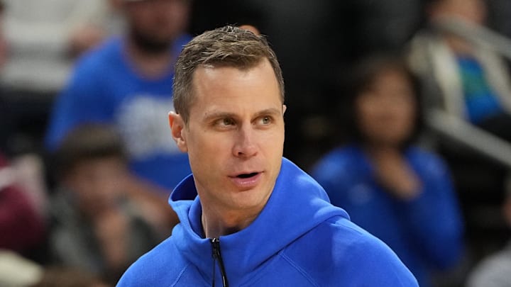 Mar 18, 2026; Greenville, SC, USA; Duke Blue Devils head coach Jon Scheyer during a practice session ahead of the first round of the men's 2026 NCAA Tournament at Bon Secours Wellness Arena. Mandatory Credit: Bob Donnan-Imagn Images Mar 18, 2026; Greenville, SC, USA; Duke Blue Devils head coach Jon Scheyer during a practice session ahead of the first round of the men's 2026 NCAA Tournament at Bon Secours Wellness Arena. Mandatory Credit: Bob Donnan-Imagn Images