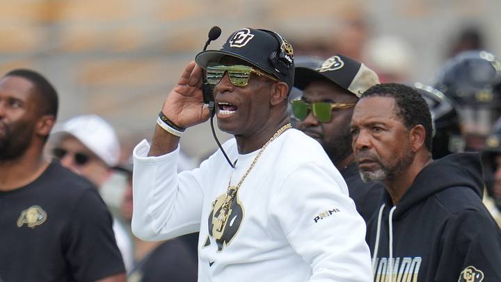 Sep 26, 2026; Waco, Texas, USA; Colorado Buffaloes head coach Deion Sanders reacts on the sideline against the Baylor Bears during the first half at McLane Stadium. Sep 26, 2026; Waco, Texas, USA; Colorado Buffaloes head coach Deion Sanders reacts on the sideline against the Baylor Bears during the first half at McLane Stadium.