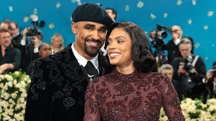 Jalen Hurts and Bry Burrows at the 2025 Met Gala