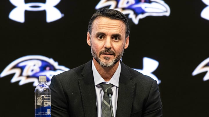 Jan 29, 2026; Owings Mills, MD, USA;  Jesse Minter at press conference at Under Armour Performance Center. Mandatory Credit: Lexi Thompson-Imagn Images