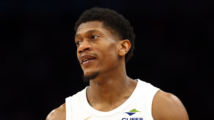 Jan 30, 2026; Phoenix, Arizona, USA; Cleveland Cavaliers forward De'Andre Hunter (12) against the Phoenix Suns at Mortgage Matchup Center. Mandatory Credit: Mark J. Rebilas-Imagn Images