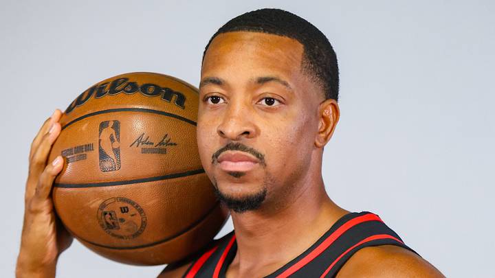 Sep 28, 2026; Atlanta, GA, USA; Atlanta Hawks guard CJ McCollum (3) poses for a photo at media day. Mandatory Credit: Brett Davis-Imagn Images