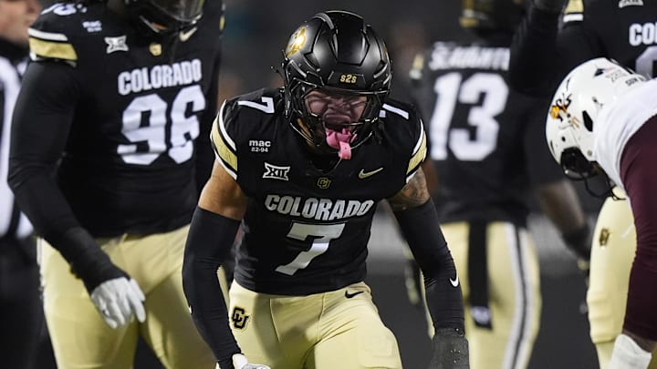 Colorado Buffaloes defensive back Tawfiq Byard (7) reacts in the first quarter against the Arizona State Sun Devils at Folsom Field