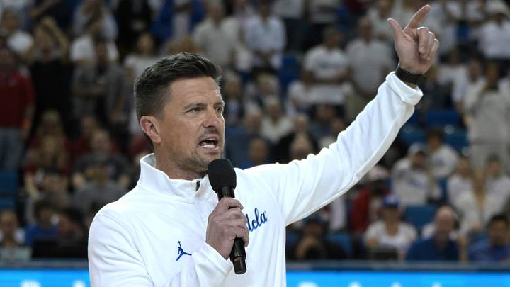 Jan 31, 2026; Los Angeles, California, USA; UCLA Bruins head football coach Bob Chesney is introduced during the basketball game against the Indiana Hoosiers at Pauley Pavilion presented by Wescom Financial. Mandatory Credit: Jayne Kamin-Oncea-Imagn Images Jan 31, 2026; Los Angeles, California, USA; UCLA Bruins head football coach Bob Chesney is introduced during the basketball game against the Indiana Hoosiers at Pauley Pavilion presented by Wescom Financial. Mandatory Credit: Jayne Kamin-Oncea-Imagn Images
