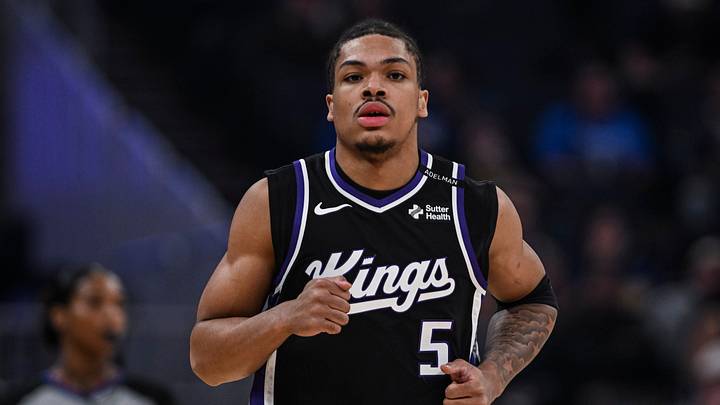Oct 10, 2026; San Francisco, California, USA; Sacramento Kings guard Darius Acuff Jr. (5) looks on during the first quarter against the against the Golden State Warriors at Chase Center. Mandatory Credit: Justine Willard-Imagn Images Oct 10, 2026; San Francisco, California, USA; Sacramento Kings guard Darius Acuff Jr. (5) looks on during the first quarter against the against the Golden State Warriors at Chase Center. Mandatory Credit: Justine Willard-Imagn Images