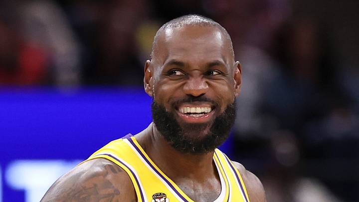 Mar 16, 2026; Houston, Texas, USA; Los Angeles Lakers forward LeBron James (23) smiles at the start of the second quarter against the Houston Rockets at Toyota Center. Mandatory Credit: Troy Taormina-Imagn Images