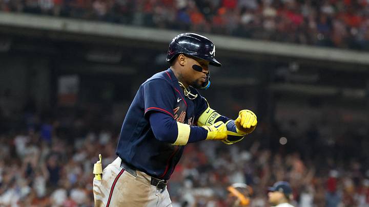 Sep 19, 2026; Houston, Texas, USA; Atlanta Braves right fielder Ronald Acuna Jr. (13) reacts after hitting a grand slam home run against the Houston Astros in the seventh inning at Daikin Park. Mandatory Credit: Thomas Shea-Imagn Images Sep 19, 2026; Houston, Texas, USA; Atlanta Braves right fielder Ronald Acuna Jr. (13) reacts after hitting a grand slam home run against the Houston Astros in the seventh inning at Daikin Park. Mandatory Credit: Thomas Shea-Imagn Images