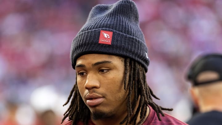 Dec 7, 2025; Glendale, Arizona, USA; Arizona Cardinals injured defensive lineman Walter Nolen III against the Los Angeles Rams at State Farm Stadium. Mandatory Credit: Mark J. Rebilas-Imagn Images