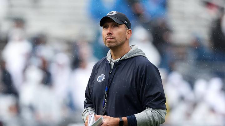 Apr 25, 2026; University Park, PA, USA; Penn State Nittany Lions head coach Matt Campbell looks on from the field during the Penn State Blue-White Spring game at Beaver Stadium. Mandatory Credit: Matthew O'Haren-Imagn Images