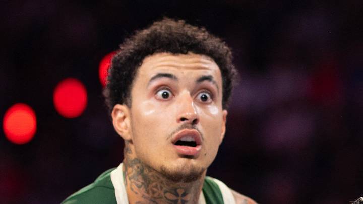 Milwaukee Bucks forward Kyle Kuzma (18) and Philadelphia 76ers guard Labaron Philon Jr. (00) react to a referee whistle while wrestling for ball control during the fourth quarter at Xfinity Mobile Arena on October 24, 2026. Milwaukee Bucks forward Kyle Kuzma (18) and Philadelphia 76ers guard Labaron Philon Jr. (00) react to a referee whistle while wrestling for ball control during the fourth quarter at Xfinity Mobile Arena on October 24, 2026.