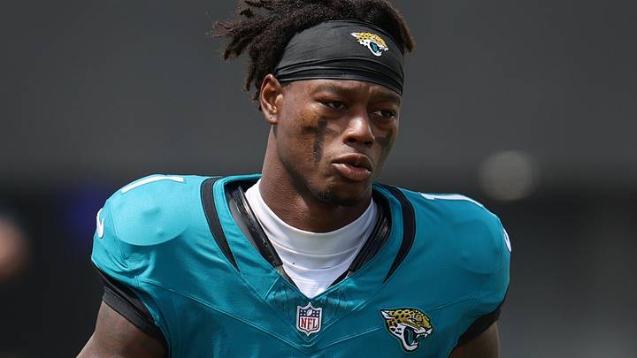 Sep 13, 2026; Jacksonville, Florida, USA;  Jacksonville Jaguars cornerback Montaric Brown (1) before the game against the Cleveland Browns at EverBank Stadium.  Mandatory Credit: Nathan Ray Seebeck-Imagn Images