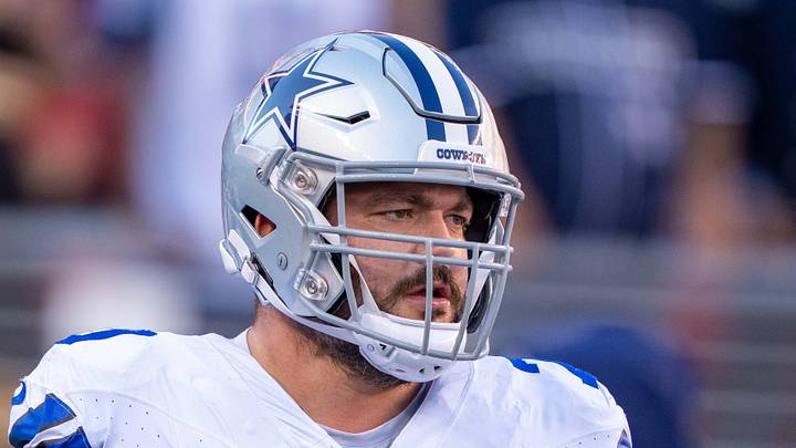 Dallas Cowboys guard Zack Martin in 2023 against the San Francisco 49ers; Kyle Terada