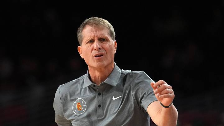 Feb 21, 2026; Los Angeles, California, USA; Southern California Trojans head coach Eric Musselman reacts against the Oregon Ducks in the second half at Galen Center. Mandatory Credit: Kirby Lee-Imagn Images Feb 21, 2026; Los Angeles, California, USA; Southern California Trojans head coach Eric Musselman reacts against the Oregon Ducks in the second half at Galen Center. Mandatory Credit: Kirby Lee-Imagn Images