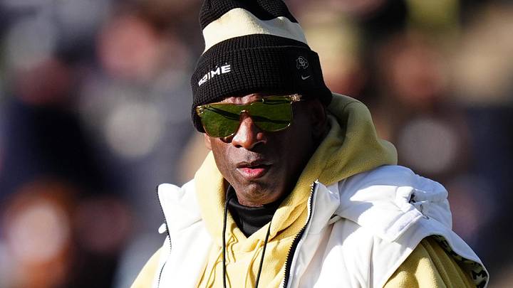 Nov 29, 2024; Boulder, Colorado, USA; Colorado Buffaloes head coach Deion Sanders before the game against the Oklahoma State Cowboys at Folsom Field. Mandatory Credit: Ron Chenoy-Imagn Images
