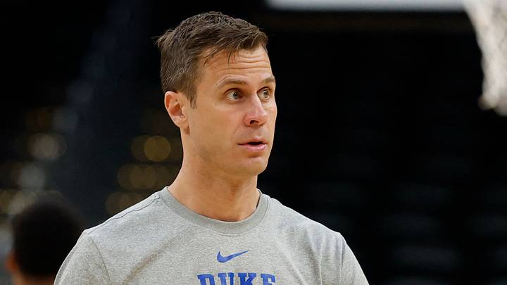 Mar 26, 2026; Washington, DC, USA; Duke Blue Devils head coach Jon Scheyer stands on the court during a practice session ahead of the east regional of the men's 2026 NCAA Tournament at Capital One Arena. Mandatory Credit: Geoff Burke-Imagn Images Mar 26, 2026; Washington, DC, USA; Duke Blue Devils head coach Jon Scheyer stands on the court during a practice session ahead of the east regional of the men's 2026 NCAA Tournament at Capital One Arena. Mandatory Credit: Geoff Burke-Imagn Images