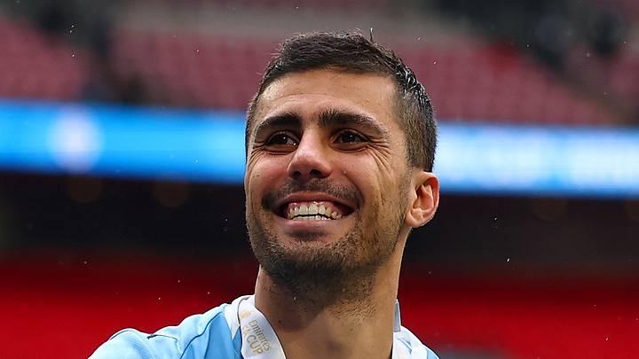 Rodri with Manchester City celebrates Rodri with Manchester City celebrates