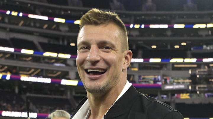 Dec 18, 2024; Inglewood, CA, USA; Rob Gronkowski on the field prior to the game between the California Golden Bears and the UNLV Rebels in the LA Bowl at SoFi Stadium. Mandatory Credit: Jayne Kamin-Oncea-Imagn Images Dec 18, 2024; Inglewood, CA, USA; Rob Gronkowski on the field prior to the game between the California Golden Bears and the UNLV Rebels in the LA Bowl at SoFi Stadium. Mandatory Credit: Jayne Kamin-Oncea-Imagn Images