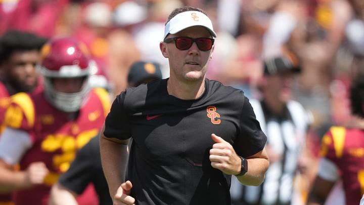 Aug 29, 2026; Los Angeles, California, USA; USC Trojans head coach Lincoln Riley head coach Lincoln Riley Lincoln Riley Riley enters the field before the game against the San José State Spartans at United Airlines Field at Los Angeles Memorial Coliseum. Mandatory Credit: Kirby Lee-Imagn Images Aug 29, 2026; Los Angeles, California, USA; USC Trojans head coach Lincoln Riley head coach Lincoln Riley Lincoln Riley Riley enters the field before the game against the San José State Spartans at United Airlines Field at Los Angeles Memorial Coliseum. Mandatory Credit: Kirby Lee-Imagn Images