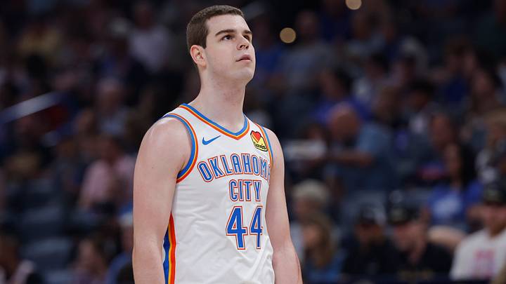Apr 12, 2026; Oklahoma City, Oklahoma, USA; Oklahoma City Thunder guard Nikola Topic (44) walks down the court during a game against the Phoenix Suns at Paycom Center. Mandatory Credit: Alonzo Adams-Imagn Images