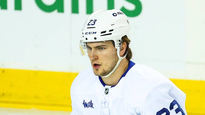 Feb 2, 2026; Calgary, Alberta, CAN; Toronto Maple Leafs left wing Matthew Knies (23) skates during the warmup period against the Calgary Flames at Scotiabank Saddledome. Mandatory Credit: Sergei Belski-Imagn Images Feb 2, 2026; Calgary, Alberta, CAN; Toronto Maple Leafs left wing Matthew Knies (23) skates during the warmup period against the Calgary Flames at Scotiabank Saddledome. Mandatory Credit: Sergei Belski-Imagn Images