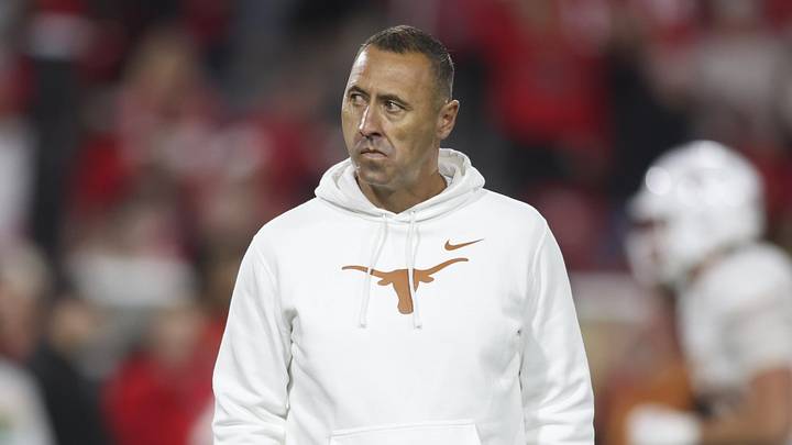 Texas Longhorns head coach Steve Sarkisian looks on prior to a game against the Georgia Bulldogs at Sanford Stadium. 