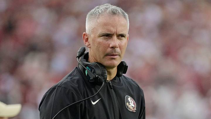 Aug 30, 2025; Tallahassee, Florida, USA; Florida State Seminoles head coach Mike Norvell reacts after a play against the Alabama Crimson Tide during the second half at Doak S. Campbell Stadium. Mandatory Credit: Melina Myers-Imagn Images Aug 30, 2025; Tallahassee, Florida, USA; Florida State Seminoles head coach Mike Norvell reacts after a play against the Alabama Crimson Tide during the second half at Doak S. Campbell Stadium. Mandatory Credit: Melina Myers-Imagn Images