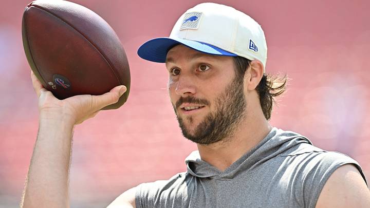Buffalo Bills quarterback Josh Allen warms up before the game between the Cleveland Browns and the Bills. Buffalo Bills quarterback Josh Allen warms up before the game between the Cleveland Browns and the Bills.