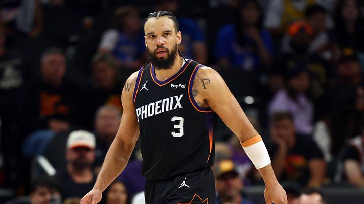 Apr 27, 2026; Phoenix, Arizona, USA; Phoenix Suns forward Dillon Brooks (3) against the Oklahoma City Thunder during game four of the first round of the 2026 NBA Playoffs at Mortgage Matchup Center. Mandatory Credit: Mark J. Rebilas-Imagn Images