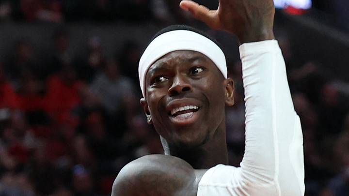 Detroit Pistons guard Dennis Schroder (17) reacts after being called for a foul against Portland Trail Blazers guard Scoot Henderson (00) in the first half at Moda Center on Mar 9, 2025.
