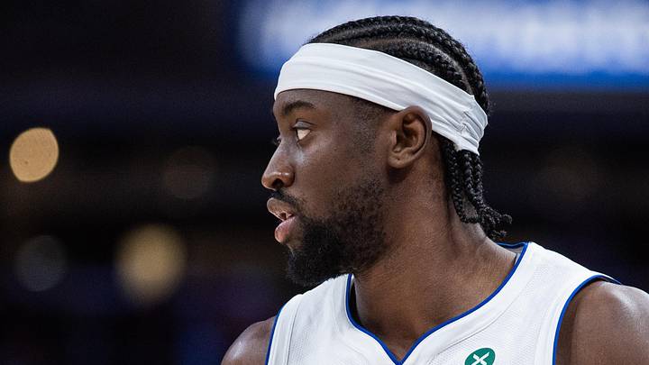 Apr 12, 2026; Indianapolis, Indiana, USA;  Detroit Pistons guard Caris LeVert (8) in the second half against the Indiana Pacers at Gainbridge Fieldhouse. Mandatory Credit: Trevor Ruszkowski-Imagn Images
