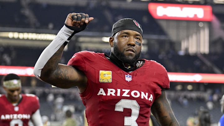 Nov 3, 2025; Arlington, Texas, USA; Arizona Cardinals safety Budda Baker (3) walks off the field after the game between the Dallas Cowboys and the Arizona Cardinals at AT&T Stadium. Mandatory Credit: Jerome Miron-Imagn Images