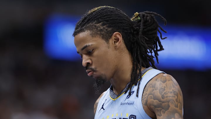 Apr 20, 2025; Oklahoma City, Oklahoma, USA; Memphis Grizzlies guard Ja Morant (12) walks off the court during the second half of a game against the Oklahoma City Thunder at Paycom Center. Mandatory Credit: Alonzo Adams-Imagn Images Apr 20, 2025; Oklahoma City, Oklahoma, USA; Memphis Grizzlies guard Ja Morant (12) walks off the court during the second half of a game against the Oklahoma City Thunder at Paycom Center. Mandatory Credit: Alonzo Adams-Imagn Images