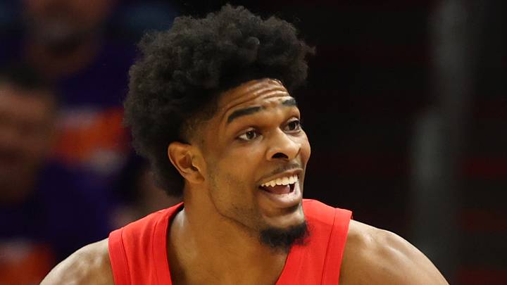 Apr 14, 2026: Portland Trail Blazers guard Scoot Henderson reacts against the Phoenix Suns in the first half during the play-in rounds of the 2026 NBA Playoffs at Mortgage Matchup Center. Mandatory Credit: Mark J. Rebilas Apr 14, 2026: Portland Trail Blazers guard Scoot Henderson reacts against the Phoenix Suns in the first half during the play-in rounds of the 2026 NBA Playoffs at Mortgage Matchup Center. Mandatory Credit: Mark J. Rebilas