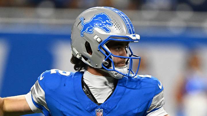 Aug 22, 2026; Detroit, Michigan, USA;  Detroit Lions quarterback Luke Altmyer (2) passes the ball against the Washington Commanders in the second quarter at Ford Field.  Mandatory Credit: Lon Horwedel-Imagn Images