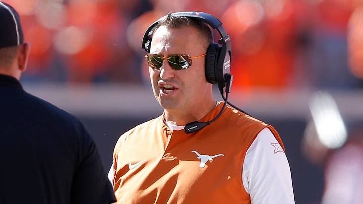 Texas Longhorns head coach Steve Sarkisian talks with an official during a college football game between the Oklahoma State Cowboys (OSU) and the University of Texas Longhorns at Boone Pickens Stadium in Stillwater, Okla., Saturday, Oct. 22, 2022 Texas Longhorns head coach Steve Sarkisian talks with an official during a college football game between the Oklahoma State Cowboys (OSU) and the University of Texas Longhorns at Boone Pickens Stadium in Stillwater, Okla., Saturday, Oct. 22, 2022