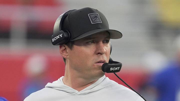 Bills defensive coordinator Jim Leonhard watches as the defense takes the field during first half action of the Bills preseason game against the Pittsburgh Steelers at Highmark Stadium on Aug. 27, 2026.