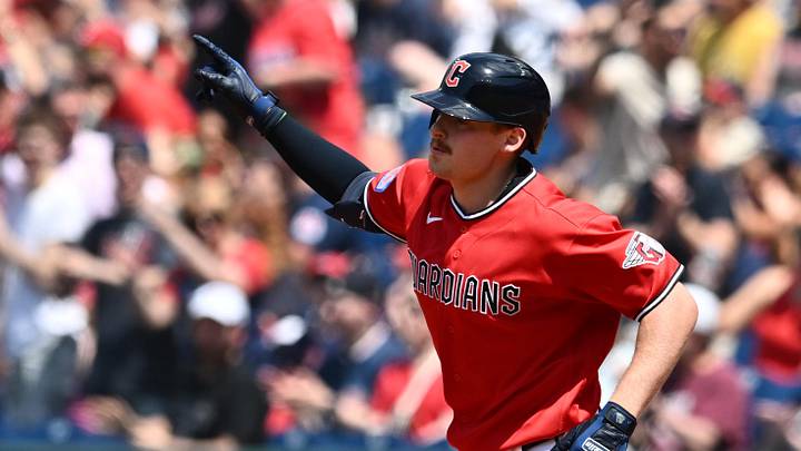 May 17, 2026; Cleveland, Ohio, USA; Cleveland Guardians first baseman Kyle Manzardo (9) rounds the bases after hitting a home run during the third inning against the Cincinnati Reds at Progressive Field. Mandatory Credit: Ken Blaze-Imagn Images May 17, 2026; Cleveland, Ohio, USA; Cleveland Guardians first baseman Kyle Manzardo (9) rounds the bases after hitting a home run during the third inning against the Cincinnati Reds at Progressive Field. Mandatory Credit: Ken Blaze-Imagn Images