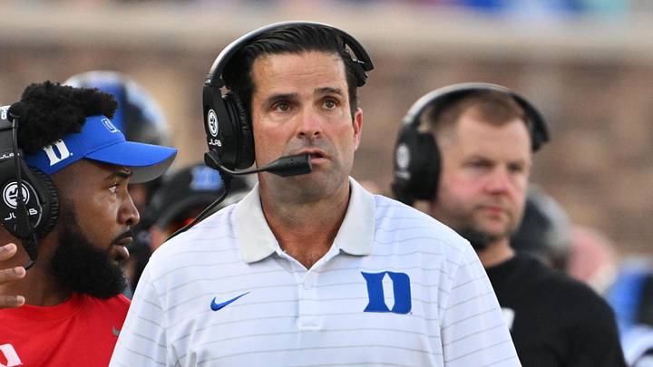Sep 20, 2025; Durham, North Carolina, USA; Duke Blue Devils head coach Manny Diaz during the second quarter against the NC State Wolfpack at Wallace Wade Stadium. Mandatory Credit: Zachary Taft-Imagn Images Sep 20, 2025; Durham, North Carolina, USA; Duke Blue Devils head coach Manny Diaz during the second quarter against the NC State Wolfpack at Wallace Wade Stadium. Mandatory Credit: Zachary Taft-Imagn Images