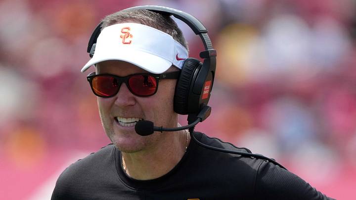 Aug 29, 2026; Los Angeles, California, USA; Southern California Trojans head coach Lincoln Riley reacts against the San Jose State Spartans in the first half at United Airlines Field at Los Angeles Memorial Coliseum. Mandatory Credit: Kirby Lee-Imagn Images Aug 29, 2026; Los Angeles, California, USA; Southern California Trojans head coach Lincoln Riley reacts against the San Jose State Spartans in the first half at United Airlines Field at Los Angeles Memorial Coliseum. Mandatory Credit: Kirby Lee-Imagn Images