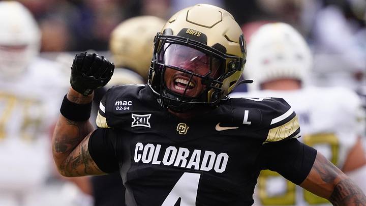 Aug 29, 2025; Boulder, Colorado, USA; Colorado Buffaloes cornerback Preston Hodge (4) reacts to a turnover in the first quarter against the Georgia Tech Yellow Jackets at Folsom Field. Mandatory Credit: Ron Chenoy-Imagn Images