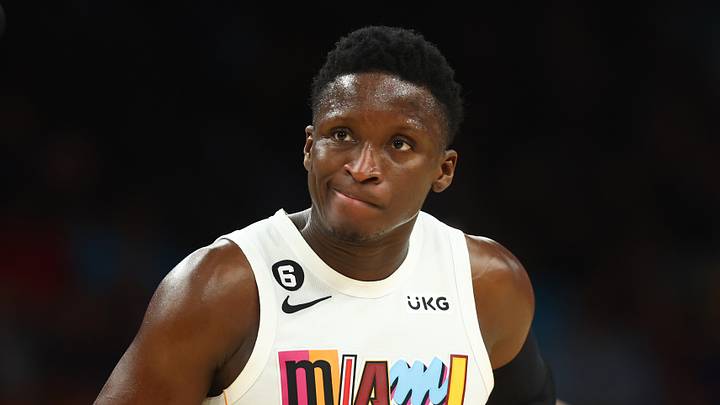 Jan 6, 2023; Phoenix, Arizona, USA; Miami Heat guard Victor Oladipo (4) reacts against the Phoenix Suns at Footprint Center. Mandatory Credit: Mark J. Rebilas-USA TODAY Sports Jan 6, 2023; Phoenix, Arizona, USA; Miami Heat guard Victor Oladipo (4) reacts against the Phoenix Suns at Footprint Center. Mandatory Credit: Mark J. Rebilas-USA TODAY Sports